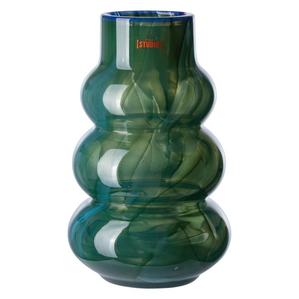 Fink Studio Blumenvase 30 cm aus Glas türkis-grüne Glasvase im modernen Design - Art.-Nr. 115393