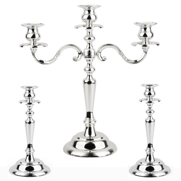 Kerzenleuchter Kerzenständer 3er Set Leuchter Kerzenhalter versilbert Grazia