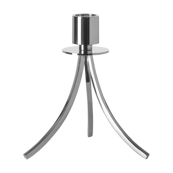 Fink Kerzenhalter 19 cm für Stabkerzen glänzend vernickelt stehend auf 3 Füßen - Art.-Nr. 140056
