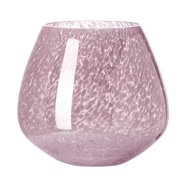 Fink großes rundes Glas-Windlicht Ø 29 cm roséfarbener Stumpenkerzenhalter - Art.-Nr. 115368