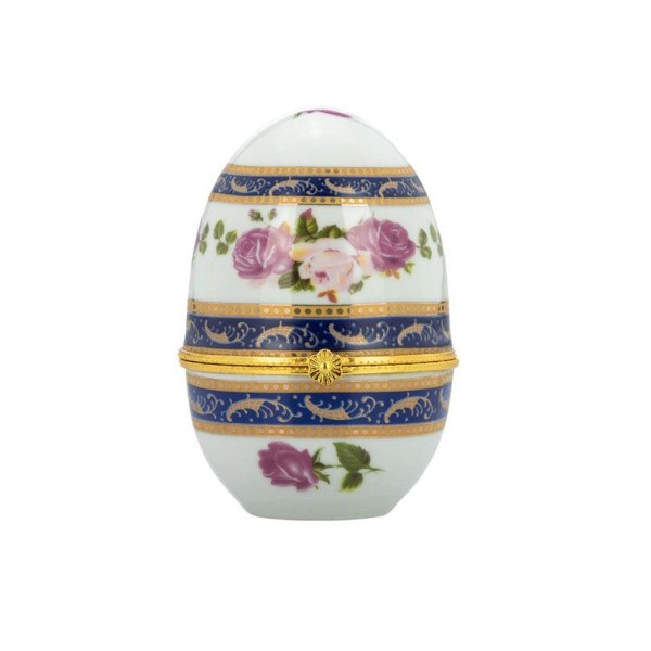 Deko Ei-Dose 8 x Ø 6 cm mit Rosen-Dekor & Goldrand klappbare Deko Mini Schmuckdose
