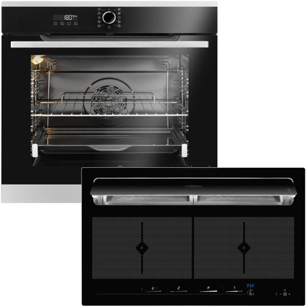 Oranier Einbau Herd Set Pyrolyse & KFL 2094 be cook Flächeninduktion Kochfeldabzug Abluft 90 cm