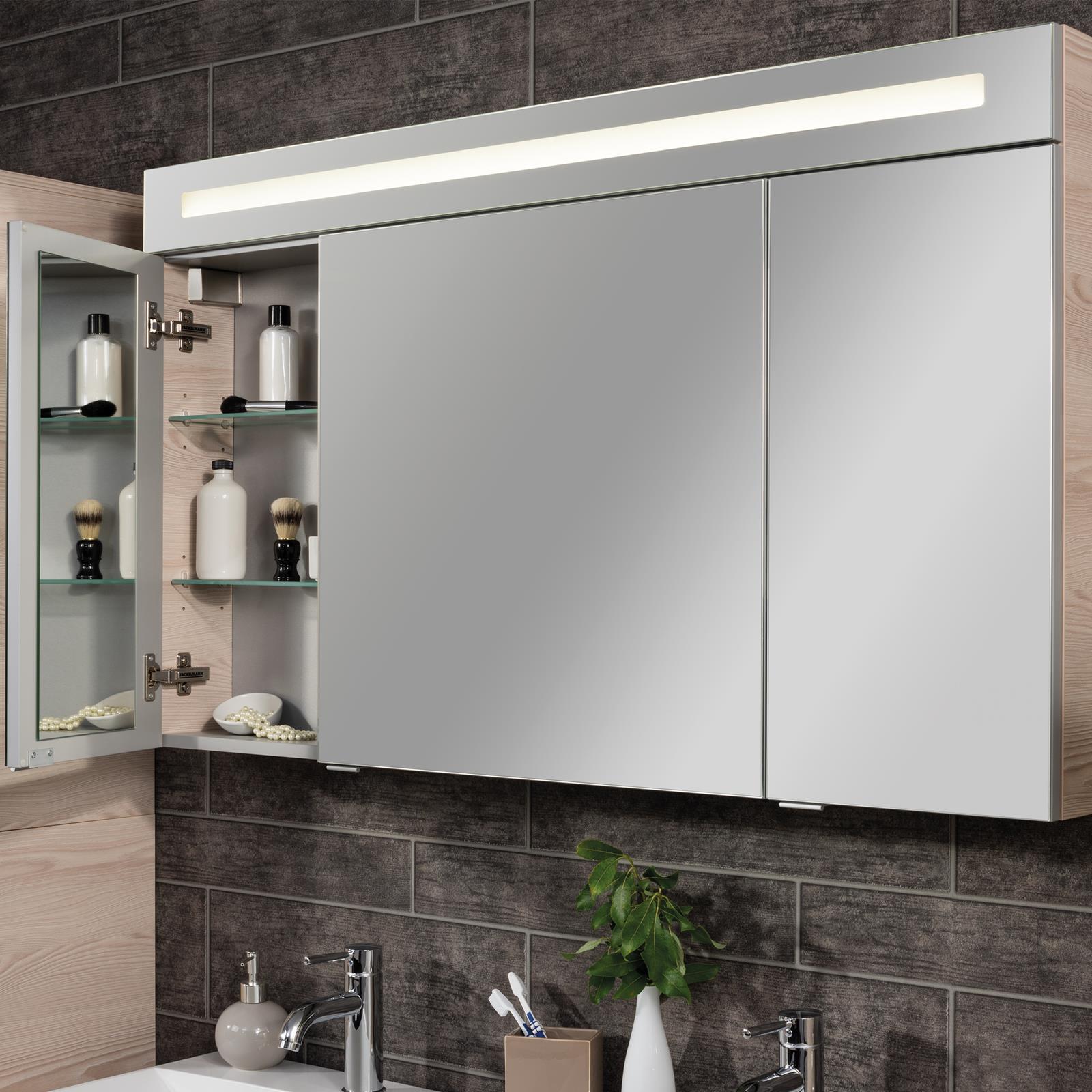 Fackelmann breites Badmöbel Set B.Clever 2-tlg. ca. 120 cm mit LED  Spiegelschrank | MM-ComSale