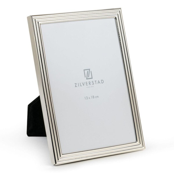 Zilverstad versilberter Bilderrahmen 13x18 cm Linien-Optik Fotorahmen mit Velours-Rückseite