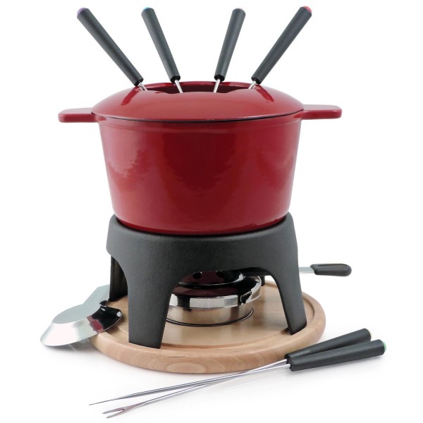 Swissmar rotes Gusseisen Fondue-Set Induktion 12-teilig für 6 Personen