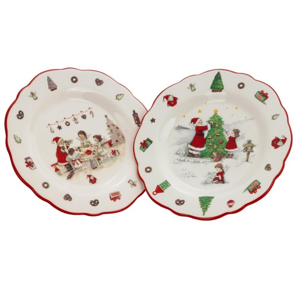 Keramik Teller Weihnachten 2-teilig Ø 20 cm - zum Befüllen mit Süßigkeiten - Art.-Nr. 5344