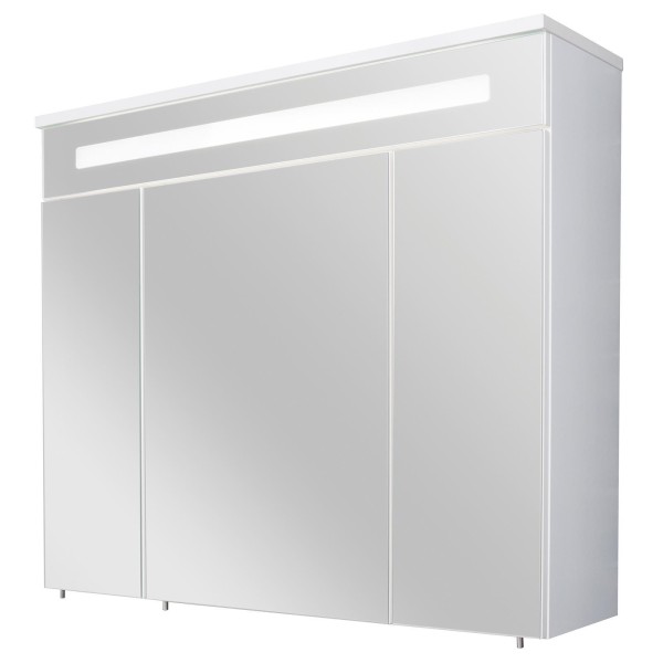 Fackelmann weißer 3-türiger LED Spiegelschrank 80 cm Kara