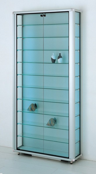 breite verschließbare Glas Wandvitrine staubdicht beleuchtet 20 cm tief 2 x 40 W - Art.-Nr. OL7923-mb