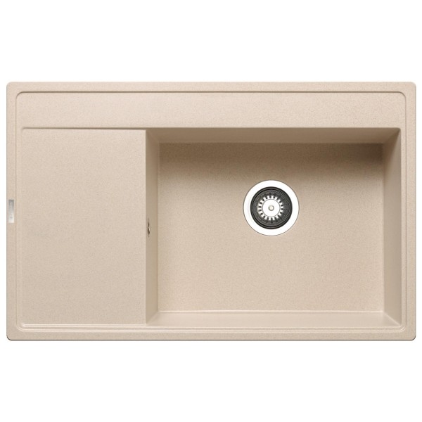 Pyramis Granitspüle 79x50 cm beige - Becken rechts - Küchenspüle mit Abtropffläche