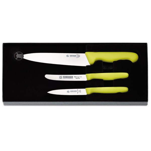 Giesser 3-tlg. Küchenmesser-Set mit Kochmesser Universalmesser & Gemüsemesser hellgrün - Art.-Nr. 9851 li