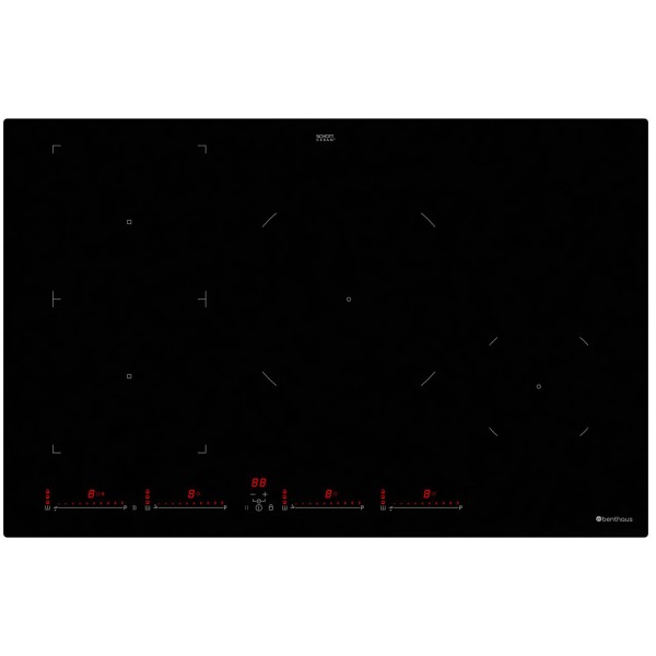 Benthaus mattes Induktionskochfeld 80 cm autark - Glaskeramik mit 4 Kochzonen, 4-fach Slider, Booster & Timer
