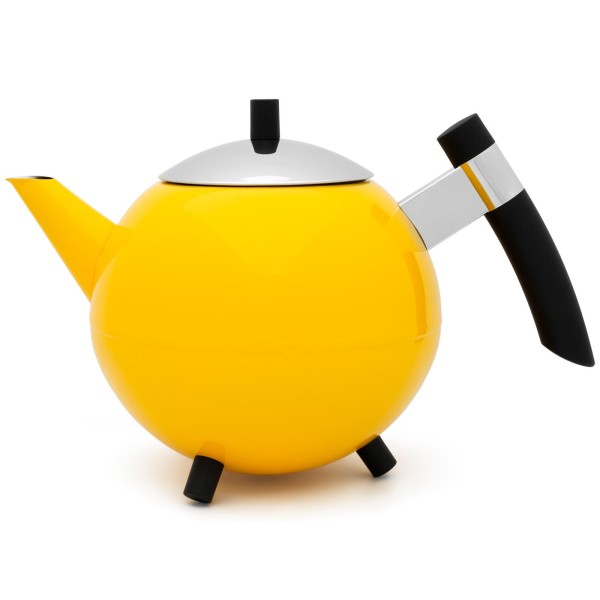 Bredemeijer große gelbe Edelstahl Teekanne 1.2 Liter doppelwandig