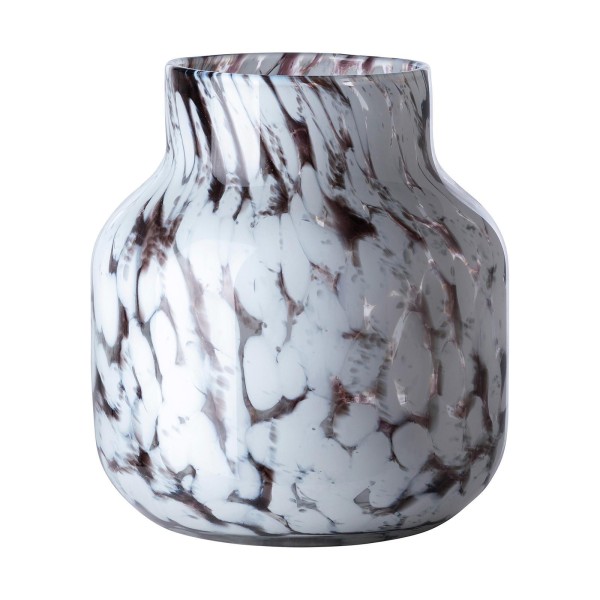Fink großes Glas-Windlicht 23 cm braun-weißer Kerzenhalter für Stumpenkerzen - Art.-Nr. 115427