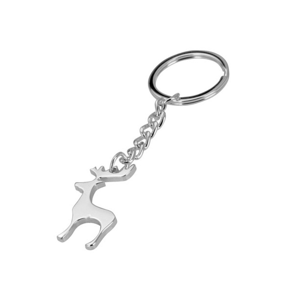 Schlüsselbund Anhänger 10,5 cm Hirsch-Motiv versilberter Schlüsselanhänger mit Ring