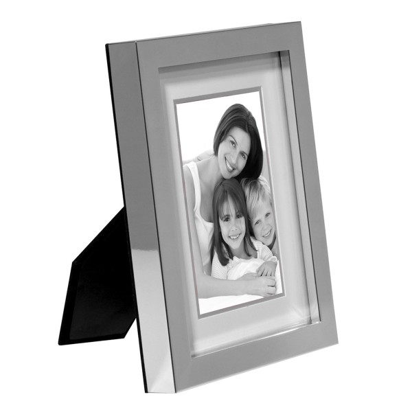 Fink versilberter Bilderrahmen Fotomaß 10x15 cm Fotorahmen mit breiter Leiste - Art.-Nr. 133166