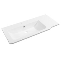 Fackelmann weißes breites Gussmarmor Einbau Waschbecken 100 cm Beckenmulde links Fackelmann weißes breites Gussmarmor Einbau Waschbecken 100 cm Beckenmulde links