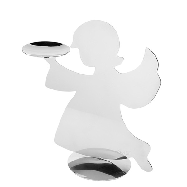 Fink stehender Deko Engel Kerzenhalter 20 cm aus Edelstahl Dekofigur für Teelichter - Art.-Nr. 141320