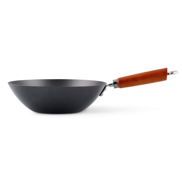 Ken Hom großer Antihaft Karbonstahl Wok 27 cm mit Holzgriff - ohne Induktion