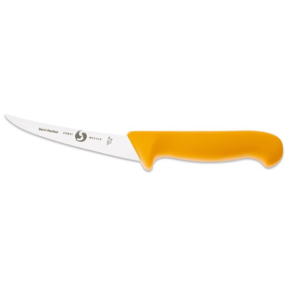 Giesser kurzes Ausbeinmesser 13 cm mit gebogener halb-flexiblen Klinge & gelben Griff - Art.-Nr. 2507 pp 13 g
