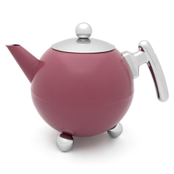 Bredemeijer große doppelwandige Teekanne 1.2 Liter - rosa Edelstahl Kanne