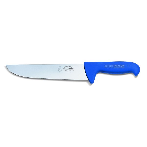 Dick kleines Blockmesser 15 cm breite gerade Klinge blauer Griff