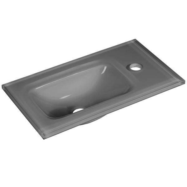 Fackelmann kleines graues Gäste WC Waschbecken aus Glas 45 cm