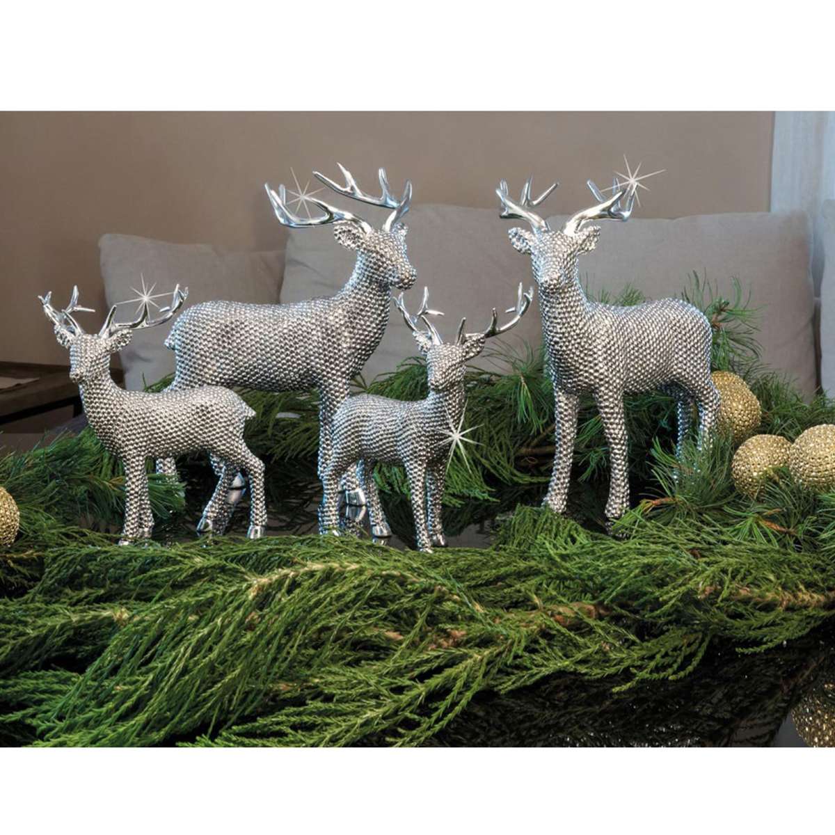 Rentier Figur LED Beleuchtet Weihnachtliche Metall Dekofigur