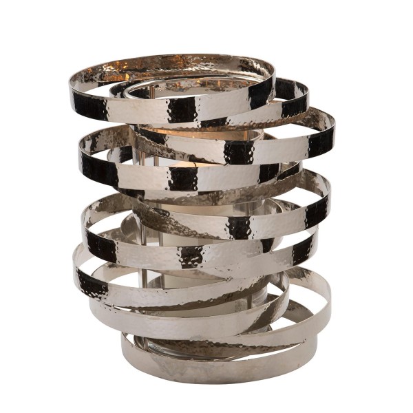Fink großes Windlicht mit Glas 30 cm Edelstahl Stumpenkerzenhalter in Ring-Design - Art.-Nr. 146123