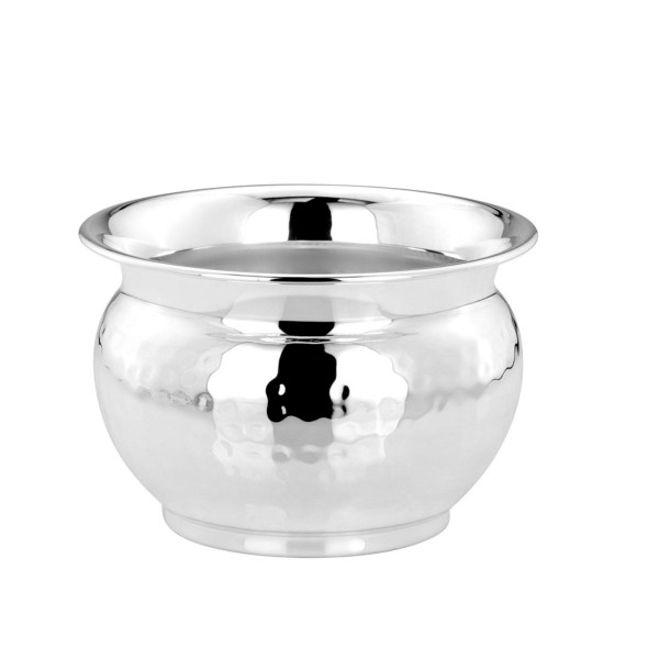 Blumen-Übertopf Ø 15,5 x 10,5 cm versilbert gehämmerter Deko Pflanzentopf