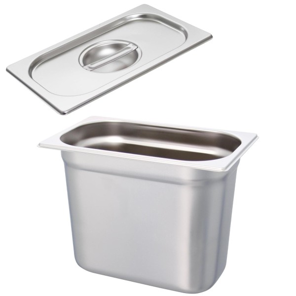Schneider GN-Behälter 1/4 mit Deckel 20 cm tiefer Edelstahl Gastronorm Einsatz ohne Löffelmulde