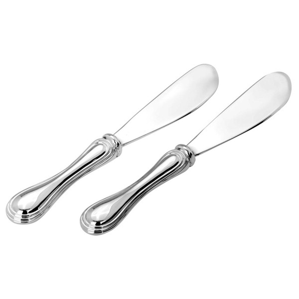 Buttermesser-Set 2 Stück versilberte Butterstreicher je 13 cm Frühstücksmesser Klinge Edelstahl