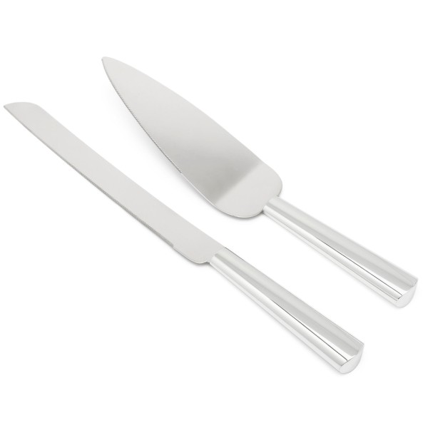 silbernes Edelstahl Tortenheber und Messer Set 2 teilig