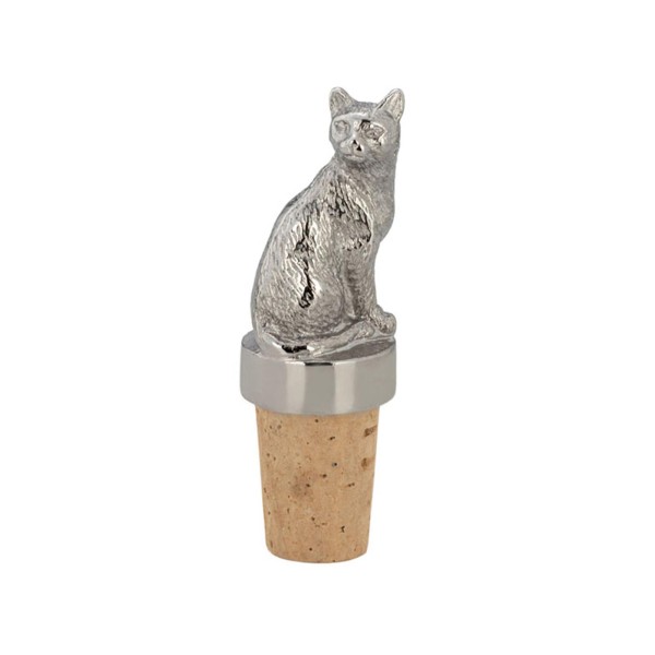Flaschenkorken aus Edelstahl und Kork 8 cm hoch Ø 2.5 cm mit Katzen Motiv