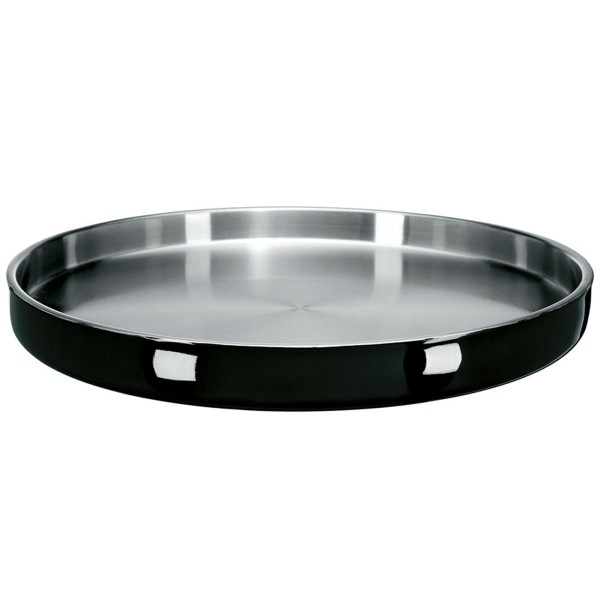 Fink Studio Deko Tablett Ø 35.5 cm Edelstahl glänzend schwarzes Design Serviertablett - Art.-Nr. 152026