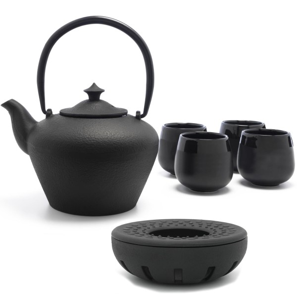 Bredemeijer Tee Geschenk Set Gusseisen 1.0 Liter mit Teewärmer & 4 Porzellanbecher