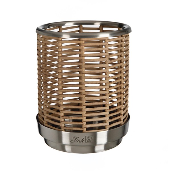 Fink Windlicht ohne Glas 16.5 x Ø 13 cm braun-silber pulverbeschichtet Halter für Stumpenkerzen - Art.-Nr. 146381