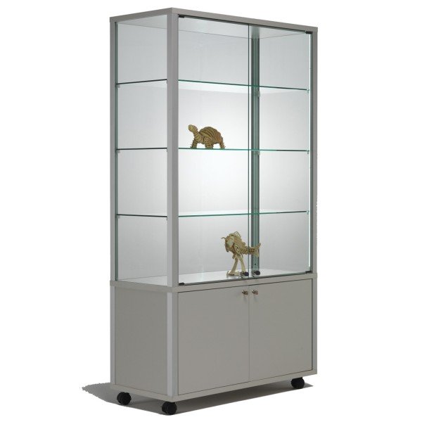 moderne Glasvitrine abschließbar mit Unterschrank 100 x 40 cm
