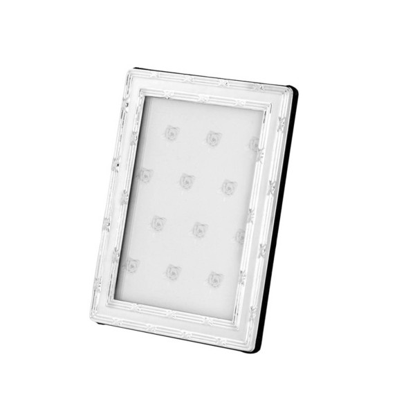 Bilderrahmen Fotogröße 9 x 13 cm versilbert Fotorahmen mit Kreuzband & Samtrücken - Art.-Nr. 30214