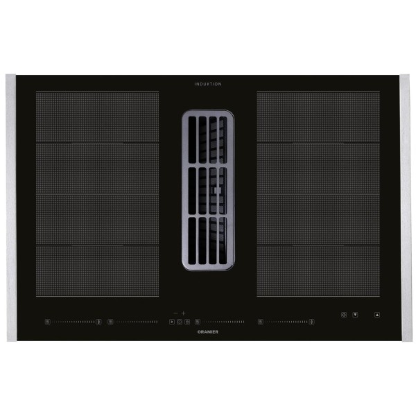 Oranier großes Kochfeld 80 cm Flächen-Induktion Muldenlüfter Dunstabzug KFA690 & Zubehör Seitenleisten Edelstahl