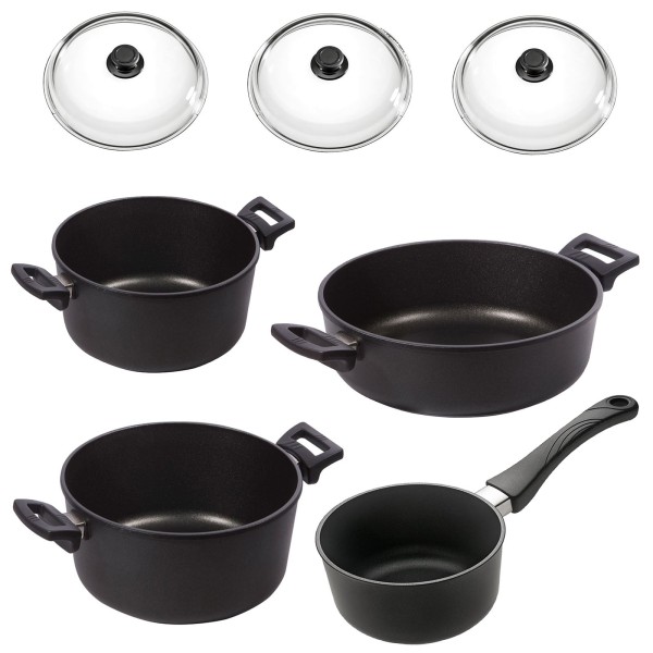 Eurolux 7-tlg. Aluguss Kochtopfset Induktion & Soßentopf 18 cm