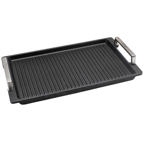 Eurolux gerillte Grillplatte 41 x 24 cm Induktion Aluguss beschichtet mit Edelstahlgriffe - Art.-Nr. EU1003-3-ES