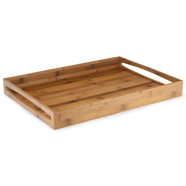 Leopold Vienna Holz Servier-Tablett 55 x 40 cm hohes Frühstückstablett mit 2 Griffe