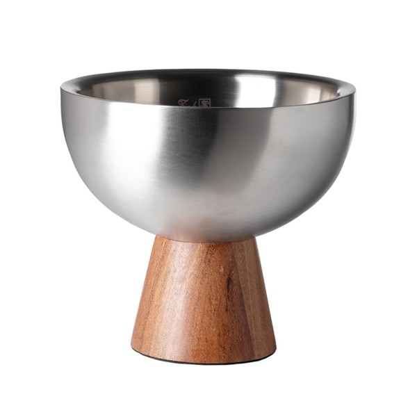 Fink kleine Deko Schale Ø 15 cm Edelstahl mit Akazienholz-Fuß Edelstahlschale mit Standfuß - Art.-Nr. 156146