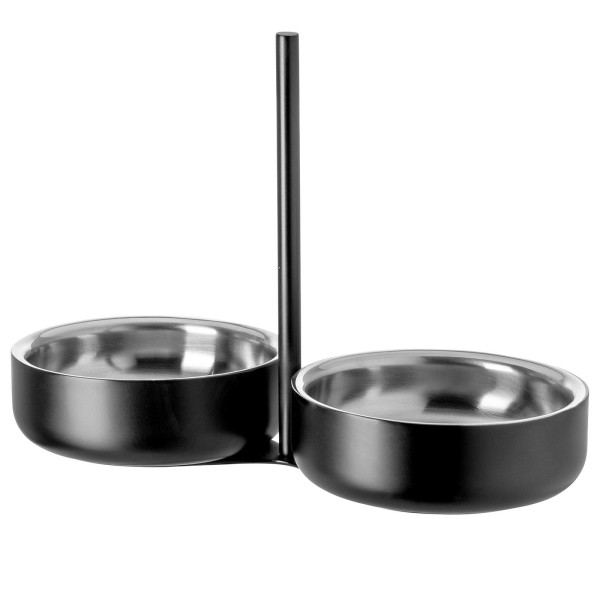Fink Studio schwarze Doppelschale 12x23 cm mit Griff Dip- & Snack Kombischale - Art.-Nr. 156139