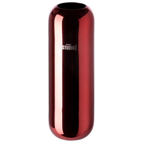 Fink Studio rote Design Blumenvase 23x8 cm Tisch-Vase aus glänzendem Edelstahl - Art.-Nr. 157151