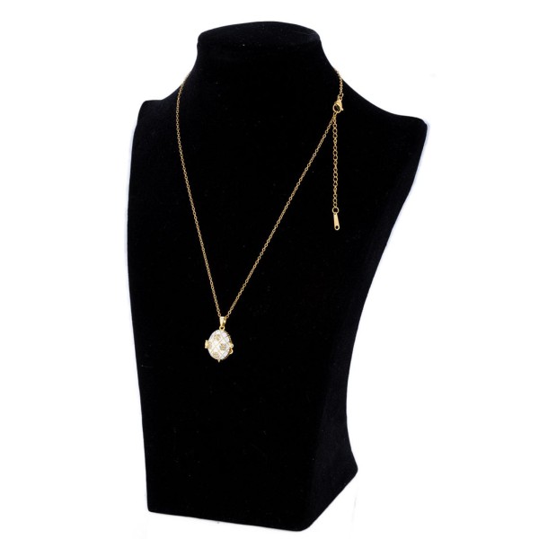 Kette 45 cm vergoldete Halskette mit Herz in weißem Strass Anhänger in Ei-Form