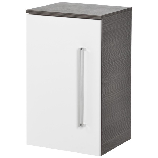 Fackelmann kleiner 1-türiger Bad Unterschrank 35 cm breit Lugano links / Pinie-Anthrazit / weiß