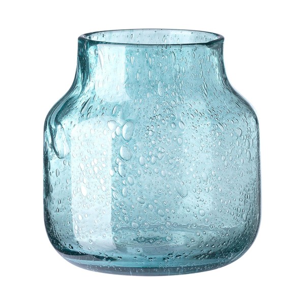 Fink blaue Blumenvase 19 cm runde Glasvase - auch als Windlicht für Stumpenkerzen verwendbar - Art.-Nr. 115435