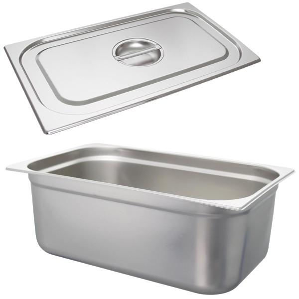 Schneider GN-Behälter 1/1 mit Deckel 20 cm tiefer Edelstahl Gastronorm Einsatz ohne Löffelmulde