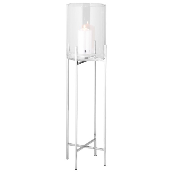 Fink großes XL Windlicht mit Glas 90 cm Edelstahl Boden-Kerzenhalter für Stumpenkerzen - Art.-Nr. 146284